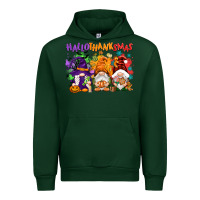 Forest Green Hallothanksmas gnomes Urban Hoodie - NancyCooperArtShop