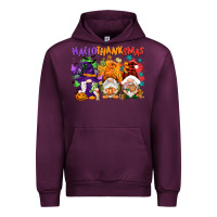Mauve Wine Hallothanksmas gnomes Urban Hoodie - NancyCooperArtShop