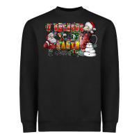 Black I Believe In Santa And Coffee Heavyweight Sweatshirt - CowhideDigitalArt