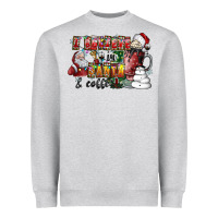 Heather Grey I Believe In Santa And Coffee Heavyweight Sweatshirt - CowhideDigitalArt