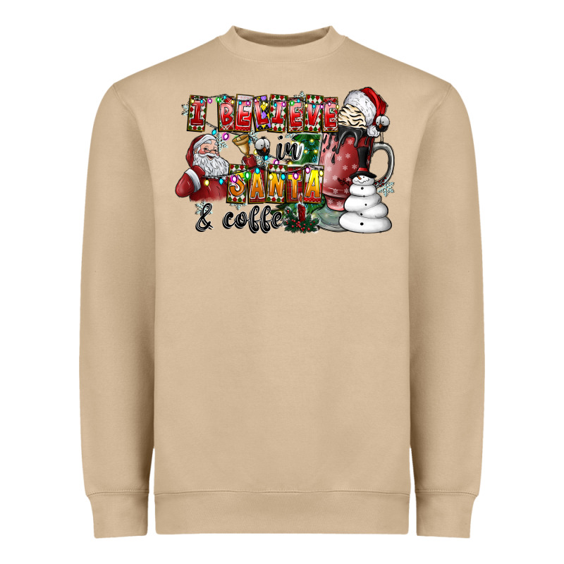 I Believe In Santa And Coffee Heavyweight Sweatshirt by CowhideDigitalArt | Teevron