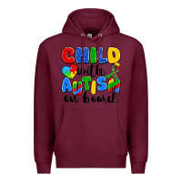 Burgundy child with autism on board Premium Hoodie - Artiststas