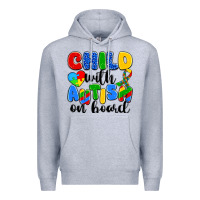 Heather Grey child with autism on board Premium Hoodie - Artiststas