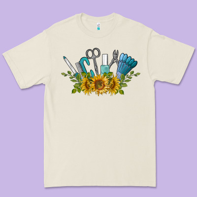 Nail Tools With Sunflower Premium Tee Designed By Barkaloodesign