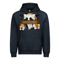 Navy Personalized Halloween Ghost Cat Urban Hoodie - texasbilliewilder