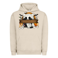 Pigment French Oak Personalized Halloween Ghost Cat Urban Hoodie - texasbilliewilder