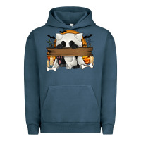 Pigment Midnight Navy Personalized Halloween Ghost Cat Urban Hoodie - texasbilliewilder