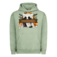 Pigment Oil Green Personalized Halloween Ghost Cat Urban Hoodie - texasbilliewilder