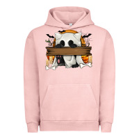 Pigment Salmon Personalized Halloween Ghost Cat Urban Hoodie - texasbilliewilder