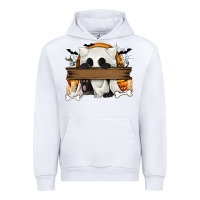 White Personalized Halloween Ghost Cat Urban Hoodie - texasbilliewilder