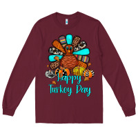 Burgundy happy turkey day Long Sleeve Tee - JahusDesignShop