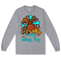 Heather Grey happy turkey day Long Sleeve Tee - JahusDesignShop