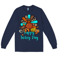 Navy happy turkey day Long Sleeve Tee - JahusDesignShop