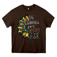 Chocolate Brown autism sunflower Heavy Core Tee - CowhideDigitalArt