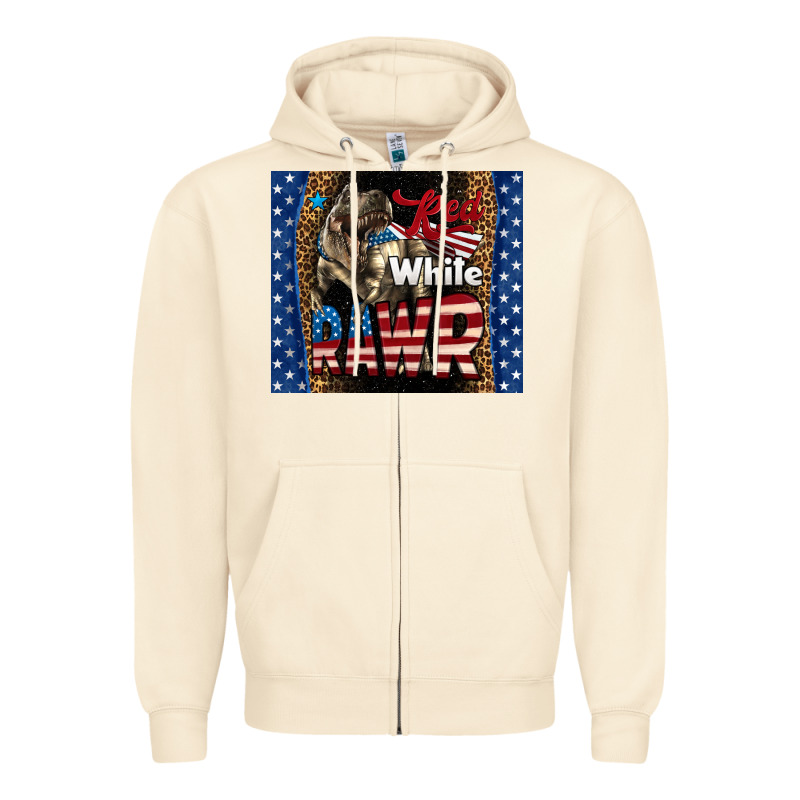 Red White Rawr Dinosaur T-rex Zipper Hoodie by LillyAllenDesigns | Teevron