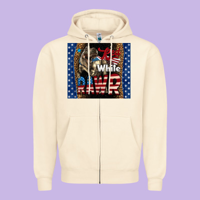 Red White Rawr Dinosaur T-rex Zipper Hoodie Designed By Lillyallendesigns