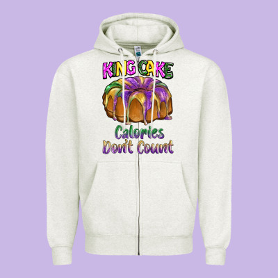 Mardi Gras King Cage Calories Don't Count Zipper Hoodie Designed By Barkaloodesign