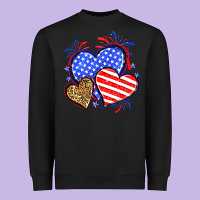American Flag Leopard Hearts Heavyweight Sweatshirt Designed By Neo Western