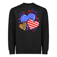Black American flag leopard hearts Heavyweight Sweatshirt - Neo Western