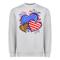 Heather Grey American flag leopard hearts Heavyweight Sweatshirt - Neo Western