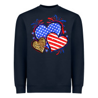Navy American flag leopard hearts Heavyweight Sweatshirt - Neo Western