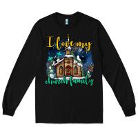 Black Christmas church and snow   ı love my church family Long Sleeve Tee - AdoDesignShop