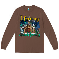 Chestnut Christmas church and snow   ı love my church family Long Sleeve Tee - AdoDesignShop