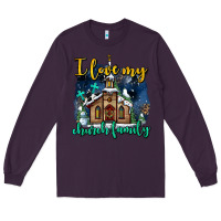 Plum Christmas church and snow   ı love my church family Long Sleeve Tee - AdoDesignShop