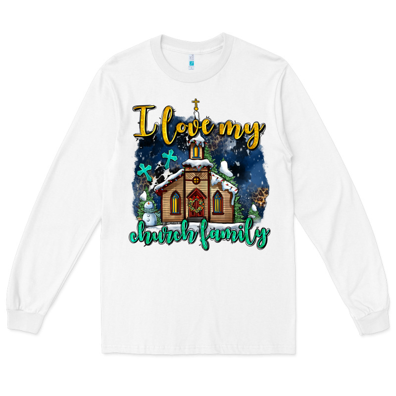 Christmas Church And Snow   ı Love My Church Family Long Sleeve Tee by AdoDesignShop | Teevron