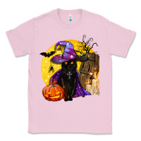 Bubblegum Pink black witch cat coffin and moon Classic Tee - BundleAndBundleShop