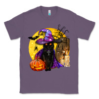 Lavender black witch cat coffin and moon Classic Tee - BundleAndBundleShop
