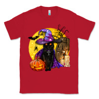 Red black witch cat coffin and moon Classic Tee - BundleAndBundleShop