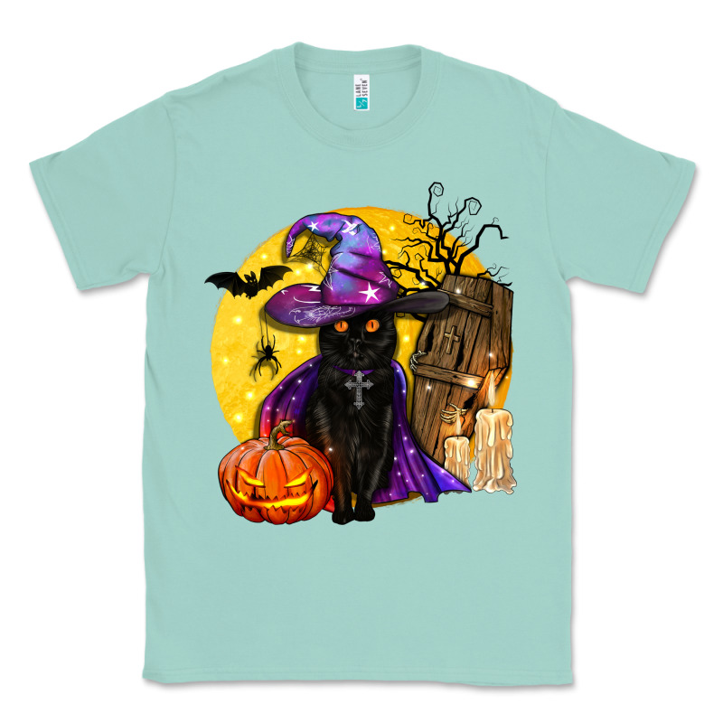 Black Witch Cat Coffin And Moon Classic Tee by BundleAndBundleShop | Teevron