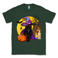 Sports Green black witch cat coffin and moon Classic Tee - BundleAndBundleShop