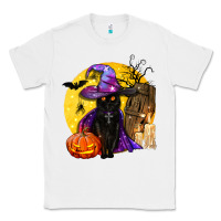 White black witch cat coffin and moon Classic Tee - BundleAndBundleShop