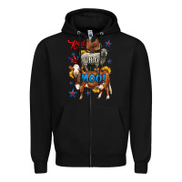 Black red white moo farm animals 4th of july Zipper Hoodie - LillyAllenDesigns