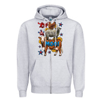 Heather Grey red white moo farm animals 4th of july Zipper Hoodie - LillyAllenDesigns