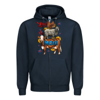 Navy red white moo farm animals 4th of july Zipper Hoodie - LillyAllenDesigns