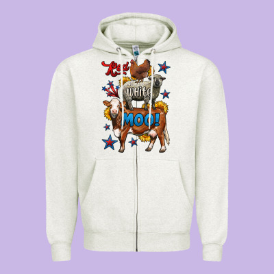 Red White Moo Farm Animals 4th Of July Zipper Hoodie Designed By Lillyallendesigns