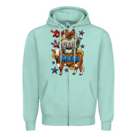 Seafoam red white moo farm animals 4th of july Zipper Hoodie - LillyAllenDesigns