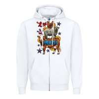 White red white moo farm animals 4th of july Zipper Hoodie - LillyAllenDesigns