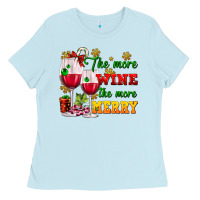 Baby Blue The more wine the more merry Ladies Tee - AdoDesignShop