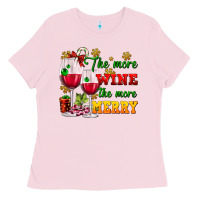 Bubblegum Pink The more wine the more merry Ladies Tee - AdoDesignShop