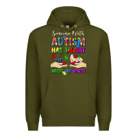 Army Green someone with autism has taught me love needs no wo Premium Hoodie - Artiststas