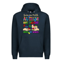 Navy someone with autism has taught me love needs no wo Premium Hoodie - Artiststas