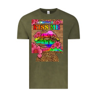 Vintage Olive lgbtq kiss me  can cooler Vintage Tee - HRA Design Shop