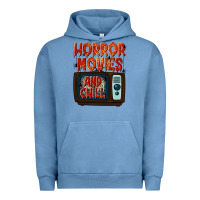 Pigment Pebble Blue Horror Movies and Chill Urban Hoodie - texasbilliewilder