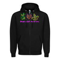 Black peace love mardi gras Zipper Hoodie - BarkalooDesign