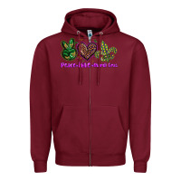 Burgundy peace love mardi gras Zipper Hoodie - BarkalooDesign
