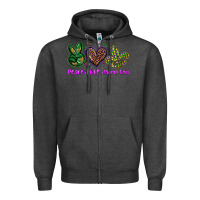 Charcoal Heather peace love mardi gras Zipper Hoodie - BarkalooDesign